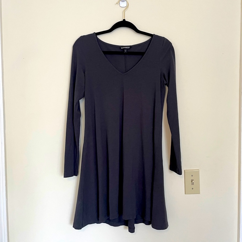 Express Long Sleeved Gray Short Dress